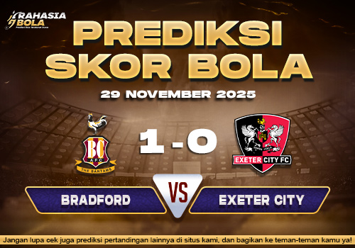 Prediksi Skor Bola Bradford vs Exeter City 29 November 2025
