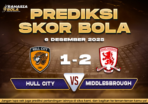 Prediksi Skor Bola Hull vs Middlesbrough 6 Desember 2025