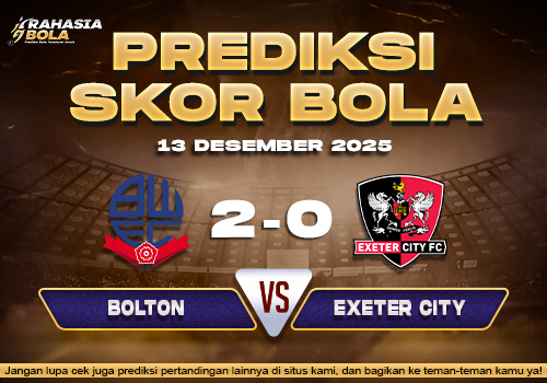 Prediksi Skor Bola Bolton vs Exeter City 13 Desember 2025