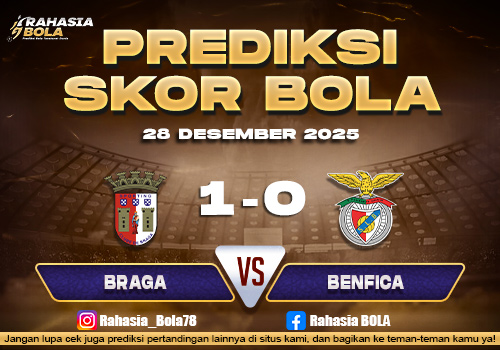 Prediksi Skor Bola Braga vs Benfica 28 Desember 2025