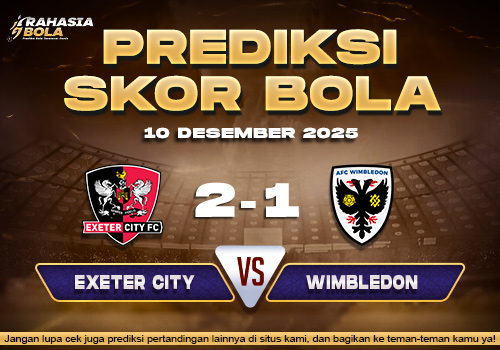 Prediksi Skor Bola Exeter City vs Wimbledon 10 Desember 2025