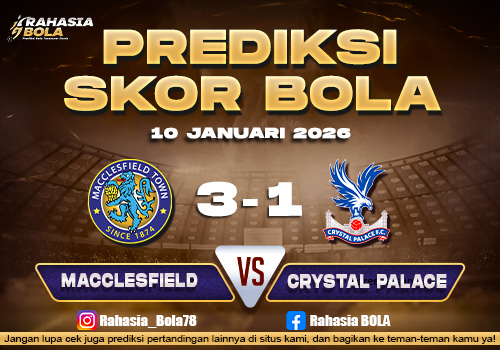 Prediksi Skor Bola Macclesfield vs Crystal Palace 10 Januari 2026