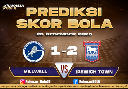 Prediksi Skor Bola Millwall vs Ipswwich Town 26 Desember 2025