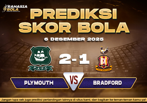 Prediksi Skor Bola Plymouth vs Bradford 6 Desember 2025