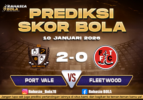 Prediksi Skor Bola Port Vale vs Fleetwood 10 Januari 2026