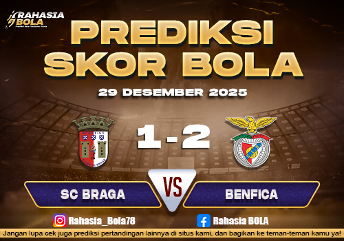 Prediksi Skor Bola SC Braga vs Benfica 29 Desember 2025