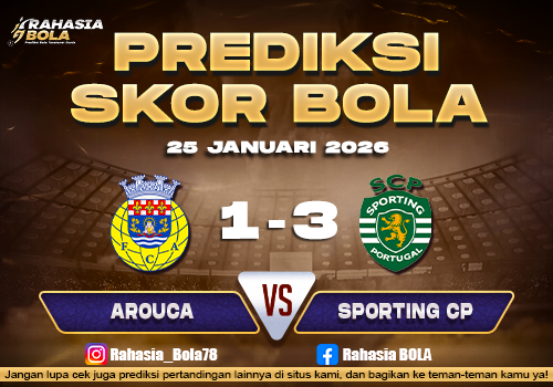 Fans sepak bola yang mendukung tim-tim tersebut telah lama menantikan informasi semacam ini. Anda mendapatkan pratinjau eksklusif pertandingan dengan Prediksi Skor Bola Arouca vs Sporting Lisbon 25 Januari 2026, gol yang mungkin terjadi, dan juga bagaimana cara permainan kedua tim. Ini juga bukanlah metode prediksi untuk membantu kalian lebih siap menghadapi momen-momen yang diprediksi akan terjadi di lapangan. Pastikanlah kalian membaca prediksi ini karena maka kalian akan selangkah lebih maju dalam laporan pertandingan! Visi Kedua Tim Arouca Sebagai tim tuan rumah, Arouca berfokus untuk memperkuat lini pertahanan mereka. Namun, meskipun menghadapi tekanan, mereka berusaha memanfaatkan peluang serangan balik. Selain itu, motivasi untuk tampil impresif di kandang menjadi dorongan tambahan bagi Arouca agar bisa menahan dominasi lawan. Sporting Lisbon Sebaliknya, Sporting Lisbon memiliki visi untuk mempertahankan posisi kuat di liga dengan menguasai jalannya pertandingan. Dengan kualitas lini serang yang solid dan konsistensi performa, mereka terus berupaya mencetak gol lebih banyak. Di samping itu, strategi mereka juga menekankan penguasaan bola dan efektivitas serangan. Hasil 5 Pertandingan Terakhir Arouca Tanggal Lawan Kandang/Tandang Hasil Skor 17 Jan 2026 AVS Tandang Menang 1‑0 03 Jan 2026 Tondela Tandang Kalah 1‑3 28 Dec 2025 Gil Vicente Kandang Seri 2‑2 21 Dec 2025 Santa Clara Tandang Seri 0‑0 14 Dec 2025 Alverca Kandang Menang 1‑0 Keterangan Hasil Pertandingan : 2 Menang, 1 Kalah, 2 Seri Sporting Lisbon Tanggal Lawan Kandang/Tandang Hasil Skor 20 Jan 2026 PSG Kandang Menang 2‑1 16 Jan 2026 Casa Pia AC Kandang Menang 3‑0 02 Jan 2026 Gil Vicente Tandang Seri 1‑1 28 Dec 2025 Rio Ave Kandang Menang 4‑0 23 Dec 2025 Vitoria S.C Tandang Menang 4‑1 Keterangan Hasil Pertandingan : 4 Menang, 0 Kalah, 1 Seri Head-to-Head (H2H) Arouca vs Sporting Lisbon Tanggal Kompetisi Tuan Rumah Skor Keterangan 18 Agu 2025 Liga Portugal Sporting Lisbon 6‑0 Kalah Arouca 15 Feb 2025 Liga Portugal Sporting Lisbon 2‑2 Seri 14 Sep 2024 Liga Portugal Arouca 0‑3 Kalah Arouca 10 Mar 2024 Liga Portugal Arouca 0‑3 Kalah Arouca Kondisi Skuad Arouca (Tuan Rumah) Formasi Utama : 4‑4‑2 Gaya Bermain : Sering menunggu dan menyerang balik ketika ada ruang Kekuatan : Solid di kandang dengan hasil stabil akhir‑akhir ini Sporting Lisbon (Tamu) Formasi Utama : 4‑3‑3 Gaya Bermain : Dominan dalam penguasaan bola, serangan cepat lewat sayap dan finishing efektif. Kekuatan : Skuad lebih tajam dan agresif, terbukti dengan banyak gol Prediksi Jalannya Pertandingan Babak Pertama Sporting kemungkinan besar mengambil alih tempo permainan dalam 15–20 menit pertama dan mengincar gol cepat. Arouca akan menunggu peluang melalui serangan balik. Babak Kedua Sporting diprediksi semakin menekan setelah jeda, memanfaatkan ruang dan peluang di pertahanan Arouca yang bisa membuka celah. Arouca bisa saja mencetak gol jika mampu memanfaatkan set‑piece atau kesalahan lawan. Rekomendasi Taruhan Handicap : Sporting Lisbon –1.5 Over/Under : Over 2.5 gol Catatan : Pastikan untuk memeriksa odds dan ketersediaan taruhan di platform taruhan yang tersedia. Prediksi Skor Arouca 1 – 3 Sporting Lisbon