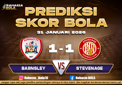 Prediksi Skor Bola Barnsley vs Stevenage 31 Januari 2026
