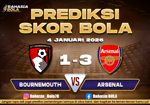 Prediksi Skor Bola Bournemouth vs Arsenal 4 Januari 2026