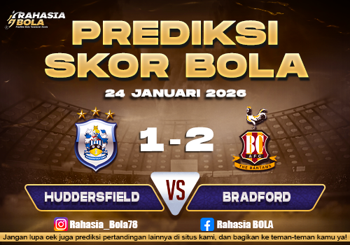Prediksi Skor Bola Huddersfield vs Bradford 24 Januari 2026