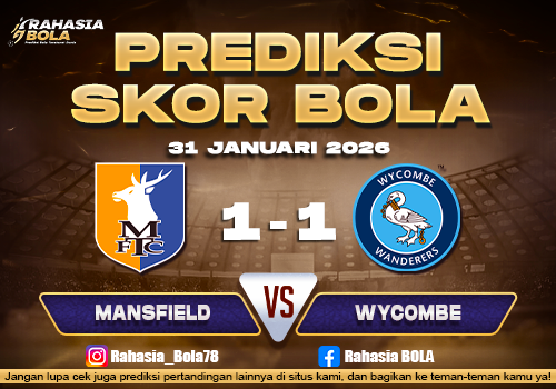 Prediksi Skor Bola Mansfield vs Wycombe 31 Januari 2026
