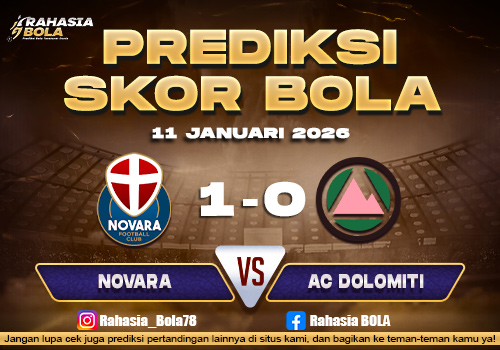 Prediksi Skor Bola Novara vs AC Dolomiti 11 Januari 2026