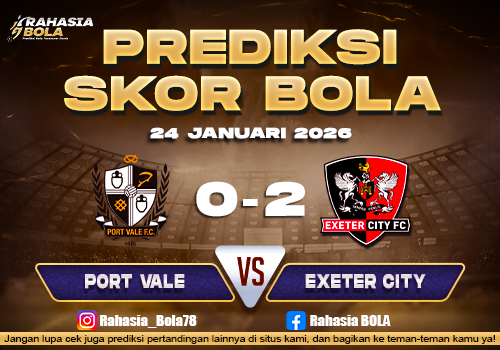 Prediksi Skor Bola Port Vale vs Exeter City 24 Januari 2026