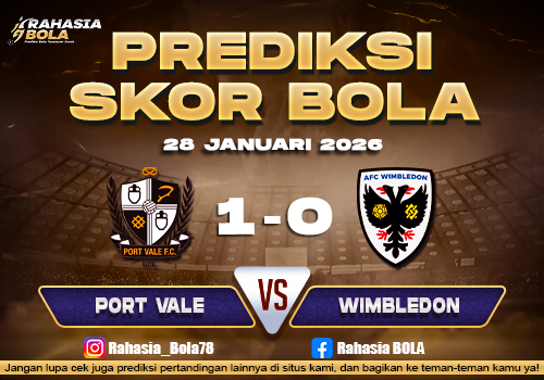Prediksi Skor Bola Port Vale vs Wimbledon 28 Januari 2026