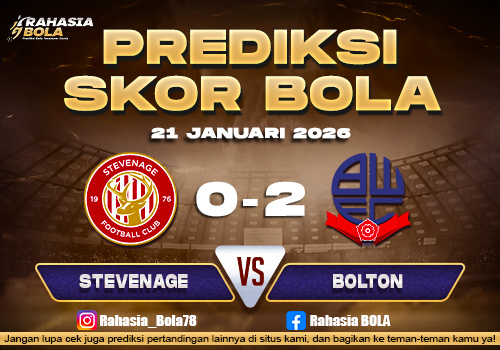 Prediksi Skor Bola Stevenage vs Bolton 21 Januari 2026