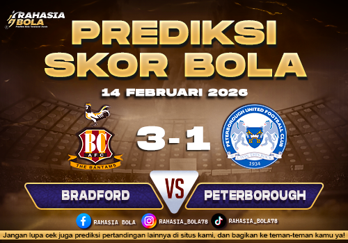 Prediksi Skor Bola Bradford vs Peterborough 14 Februari 2026