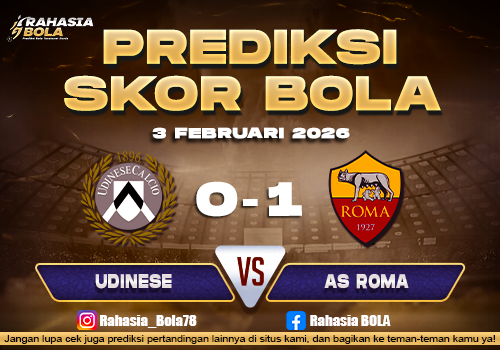 Prediksi Skor Bola Udinese vs Roma 3 Februari 2026