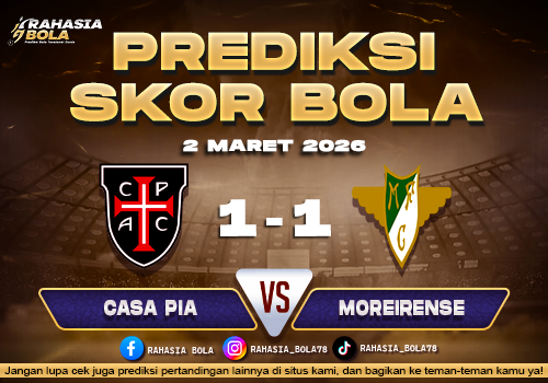 Prediksi Skor Bola Casa Pia vs Moreirense 2 Maret 2026