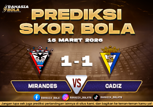 Prediksi Skor Bola Mirandes vs Cadiz 15 Maret 2026