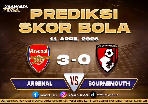 Prediksi Skor Arsenal vs Bournemouth 11 April 2026 H2H Line Up