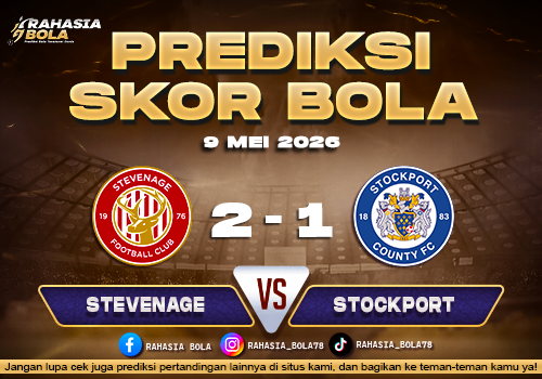Prediksi Skor Stevenage vs Stockport 9 Mei 2026 H2H Line Up